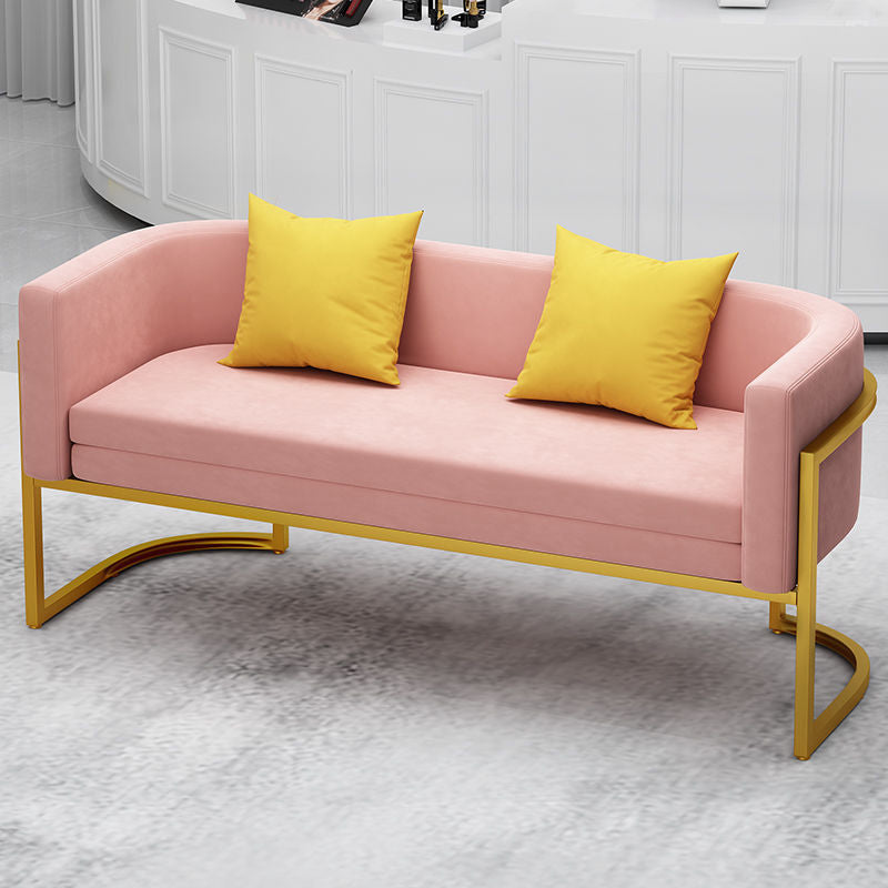 Scandinavian Solid Color Velvet Pillow Back Sofa with Tuxedo Arm