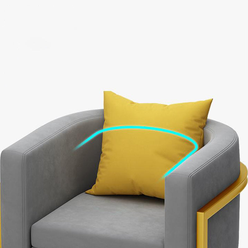 Scandinavian Solid Color Velvet Pillow Back Sofa with Tuxedo Arm