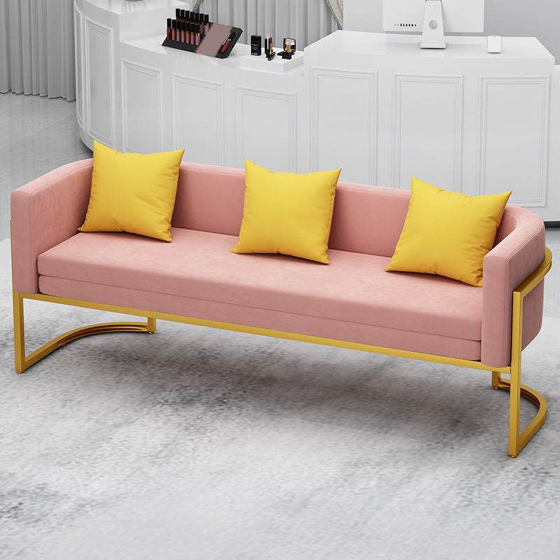 Scandinavian Solid Color Velvet Pillow Back Sofa with Tuxedo Arm