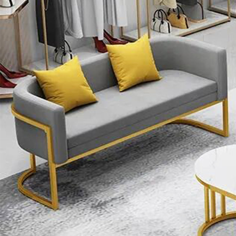 Scandinavian Solid Color Velvet Pillow Back Sofa with Tuxedo Arm