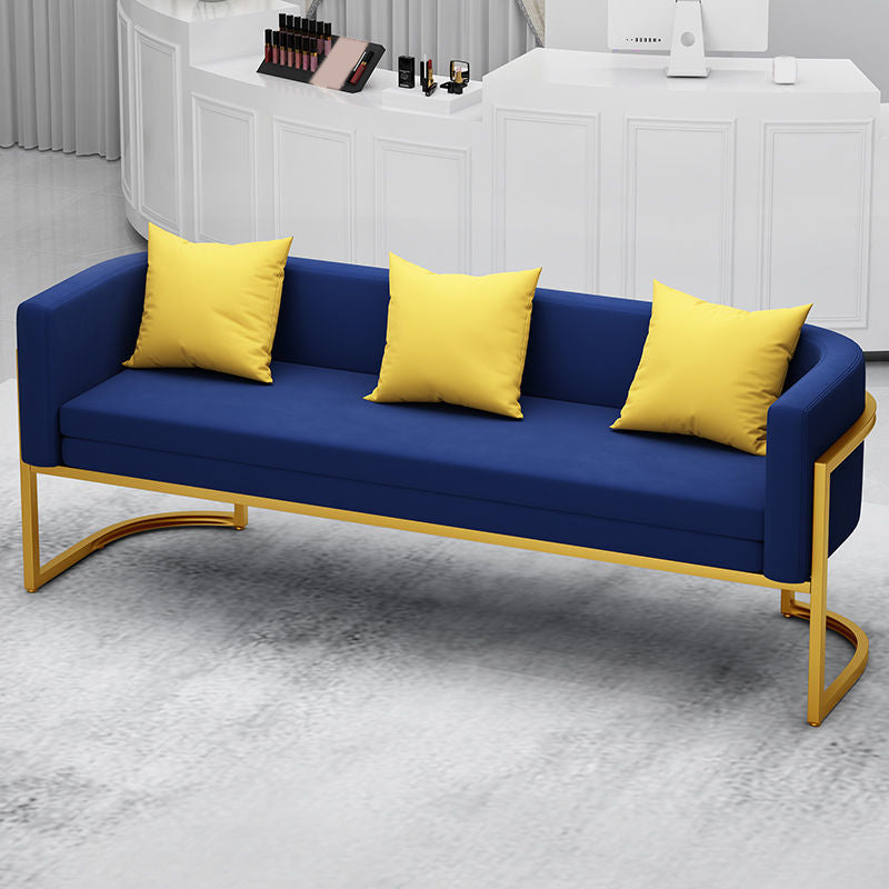 Scandinavian Solid Color Velvet Pillow Back Sofa with Tuxedo Arm
