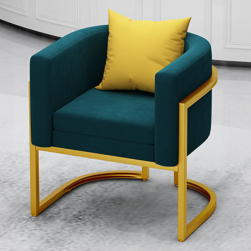 Scandinavian Solid Color Velvet Pillow Back Sofa with Tuxedo Arm