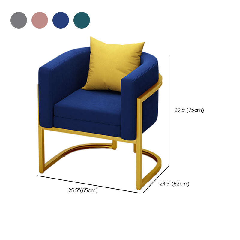 Scandinavian Solid Color Velvet Pillow Back Sofa with Tuxedo Arm