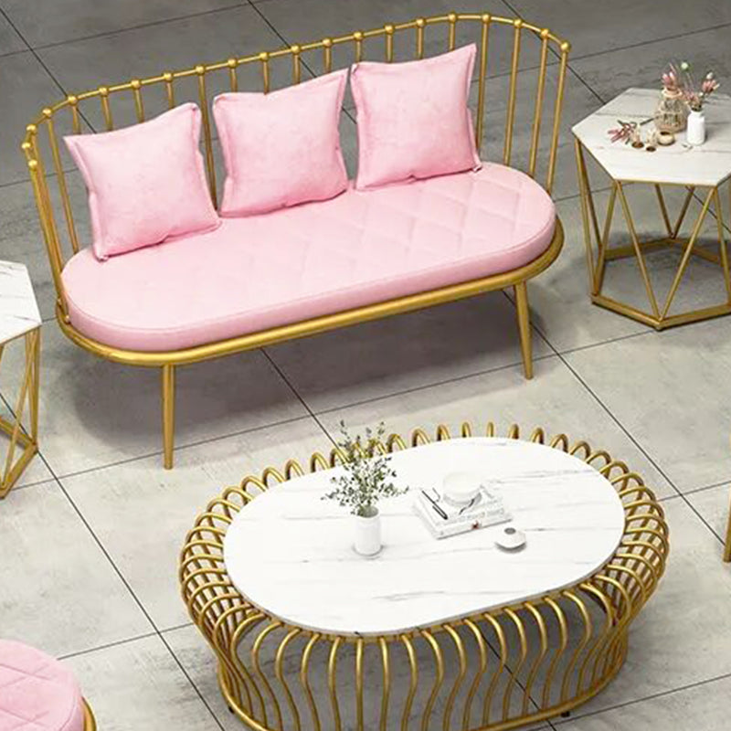 Industrial Solid Color Armless Sofa with Pillow Back For Living Room