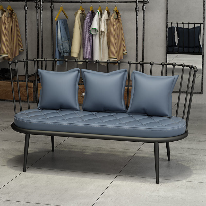 Industrial Solid Color Armless Sofa with Pillow Back For Living Room