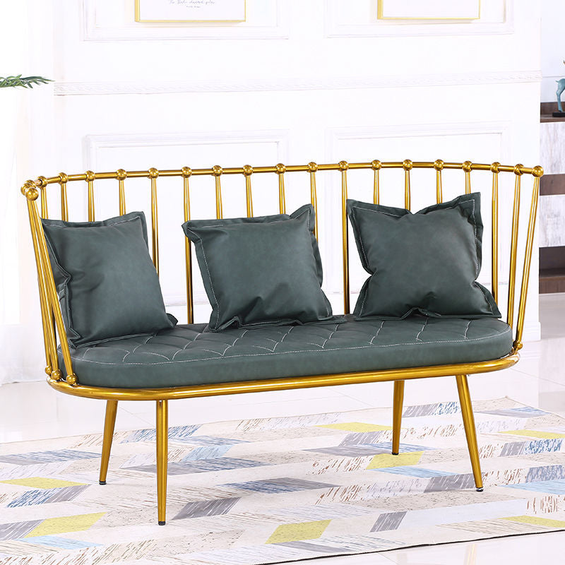 Industrial Solid Color Armless Sofa with Pillow Back For Living Room