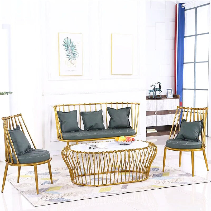 Industrial Solid Color Armless Sofa with Pillow Back For Living Room