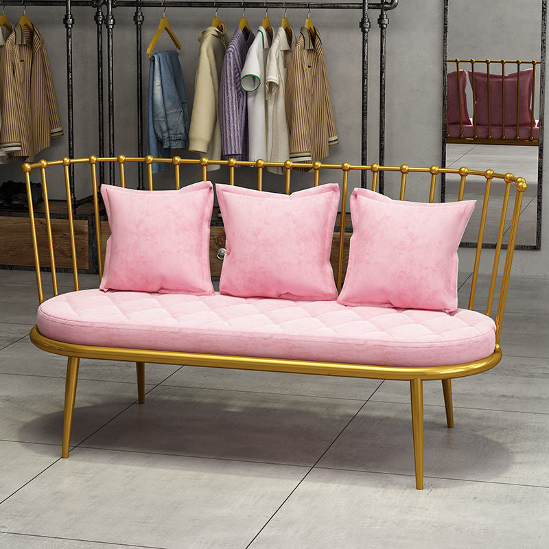 Industrial Solid Color Armless Sofa with Pillow Back For Living Room