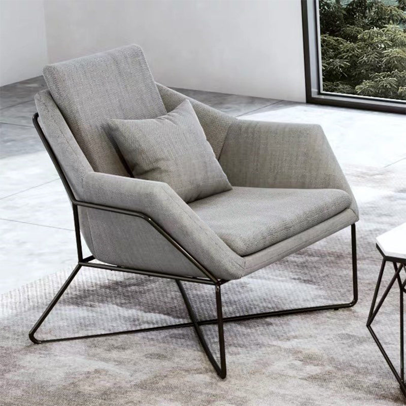 Contemporary Style Cotton Flared Arm Sofa in Gray For Living Room