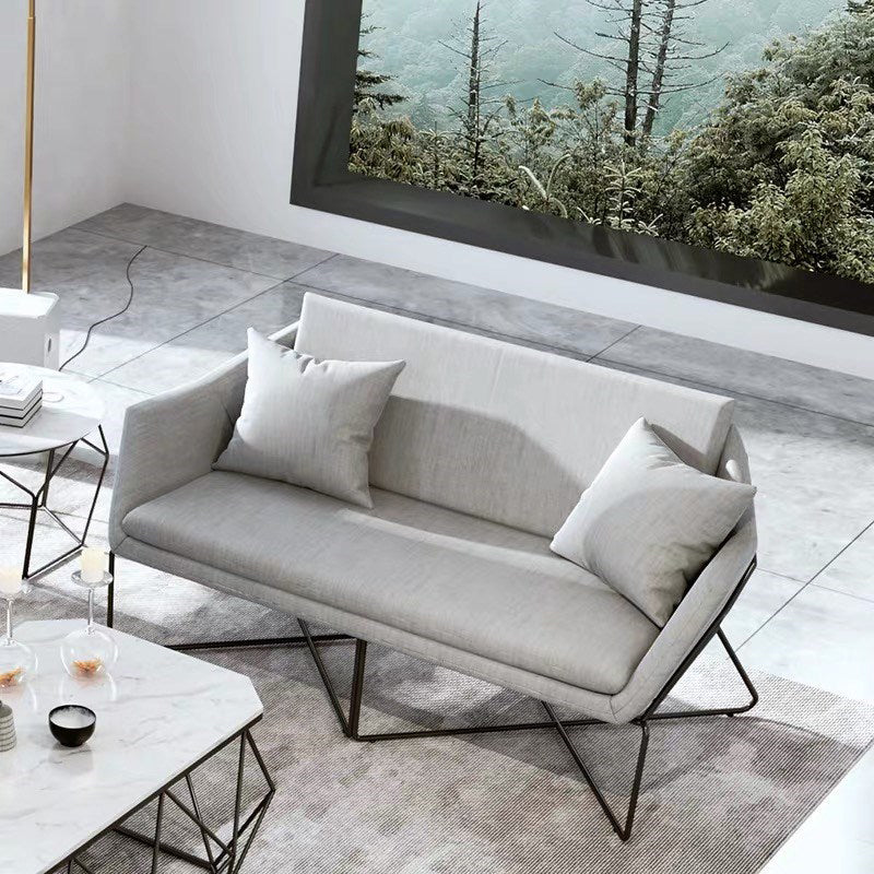Contemporary Style Cotton Flared Arm Sofa in Gray For Living Room