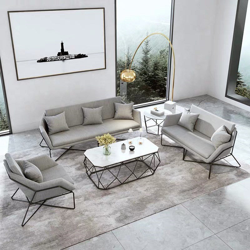Contemporary Style Cotton Flared Arm Sofa in Gray For Living Room