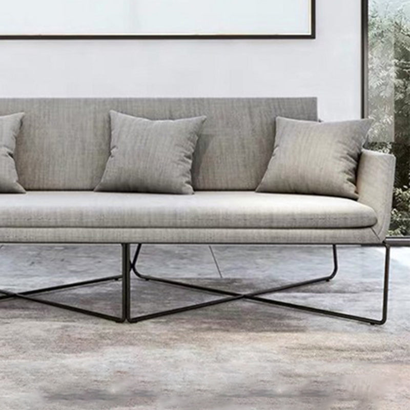 Contemporary Style Cotton Flared Arm Sofa in Gray For Living Room