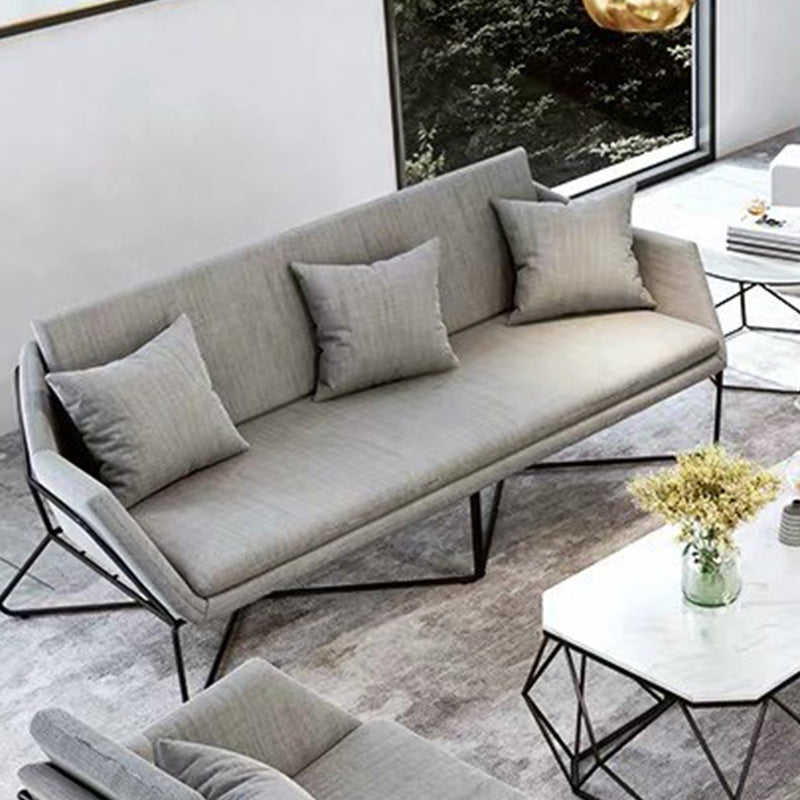 Contemporary Style Cotton Flared Arm Sofa in Gray For Living Room