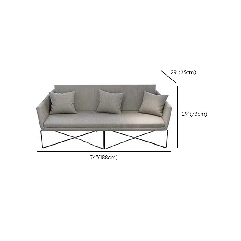 Contemporary Style Cotton Flared Arm Sofa in Gray For Living Room