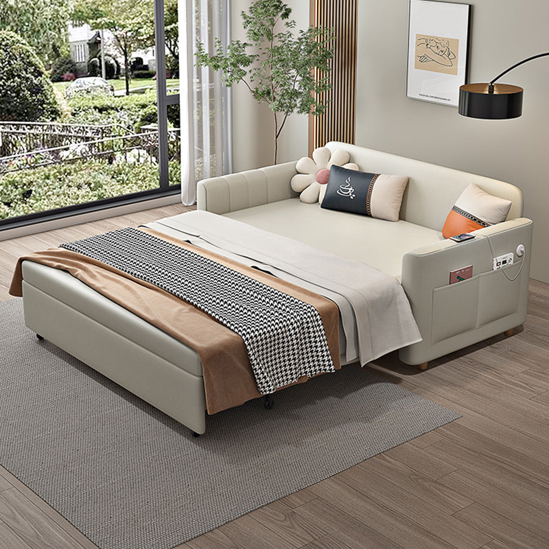 Contemporary Pillow Included Sleeper Sofa Faux leather Sofa Bed