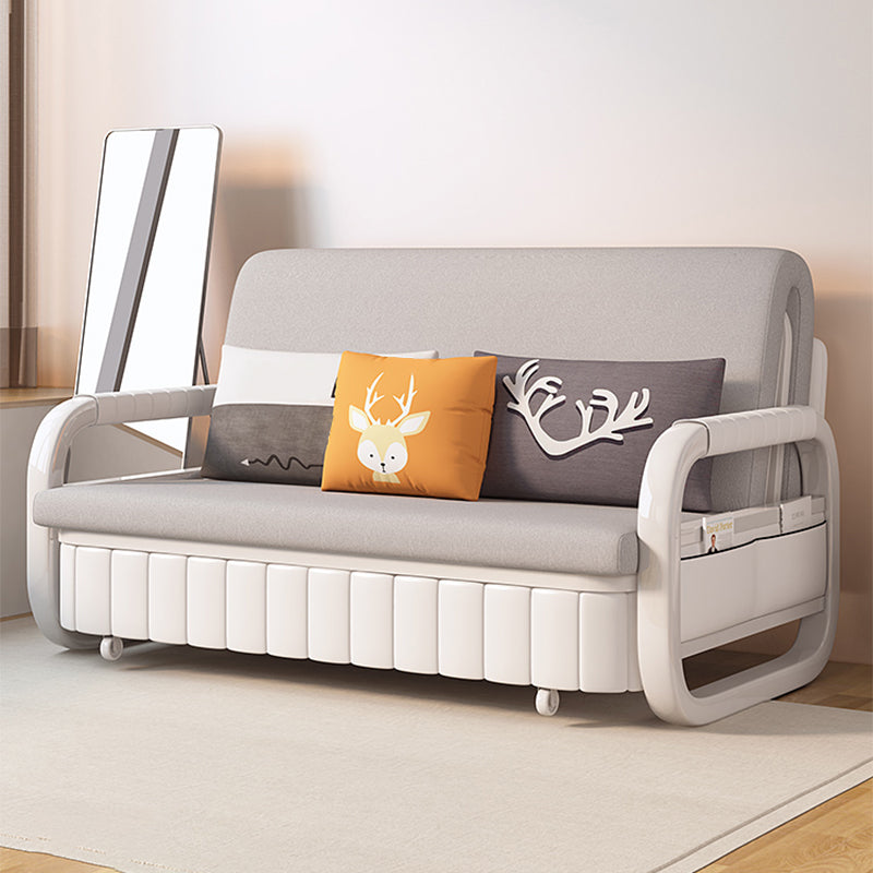 Contemporary Fabric Sofa Bed in Gray Removable Sleeper Sofa Pillow Included