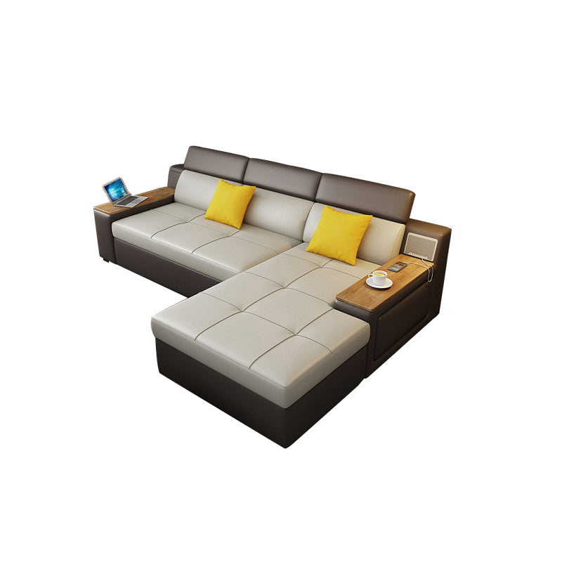 Contemporary Faux Leather Futon Sofa Square Armed Futon Sleeper Sofa