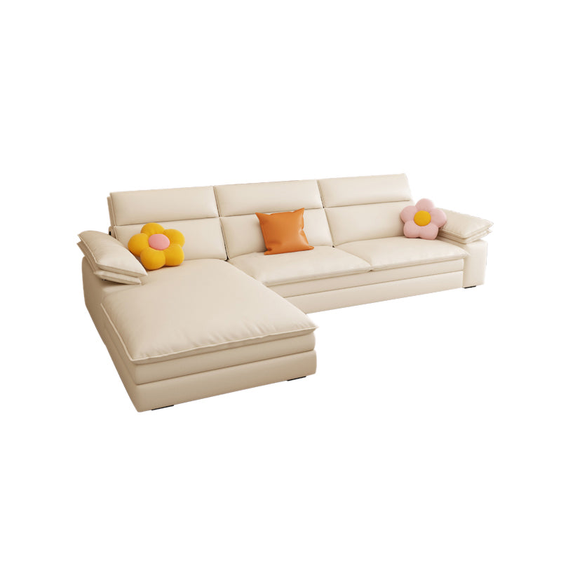 Contemporary Faux leather Sleeper Sofa in White Pillow Top Arms Sofa Bed