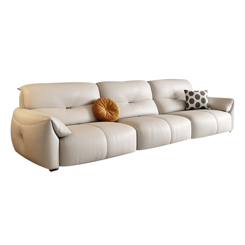 Modern Genuine Leather Sectional Sofa, Pillow Top Arm Sectional Sofa