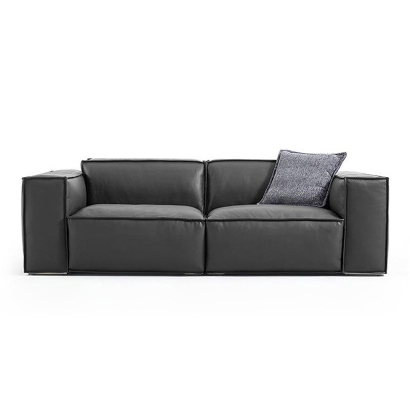 Modern Square Arm Sectionals  Sofa, Genuine Leather Sectional Couch