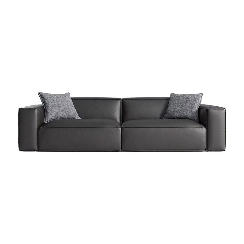 Modern Square Arm Sectionals  Sofa, Genuine Leather Sectional Couch