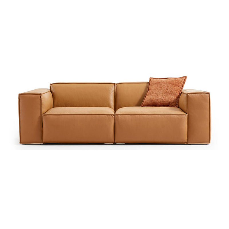 Modern Square Arm Sectionals  Sofa, Genuine Leather Sectional Couch