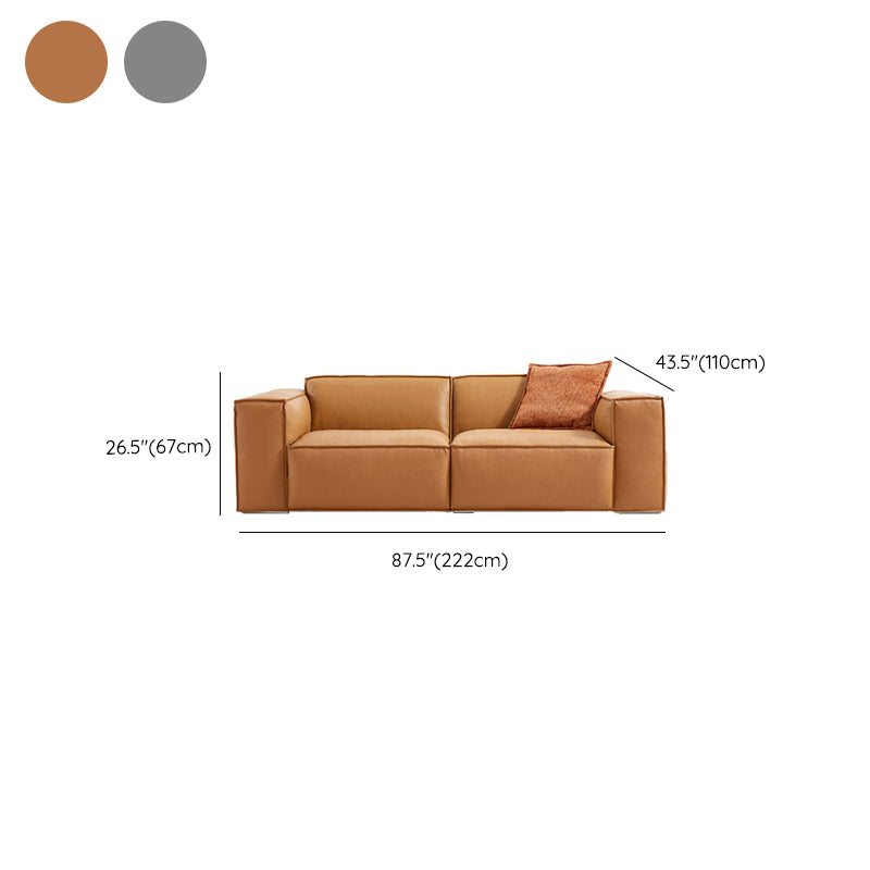 Modern Square Arm Sectionals  Sofa, Genuine Leather Sectional Couch