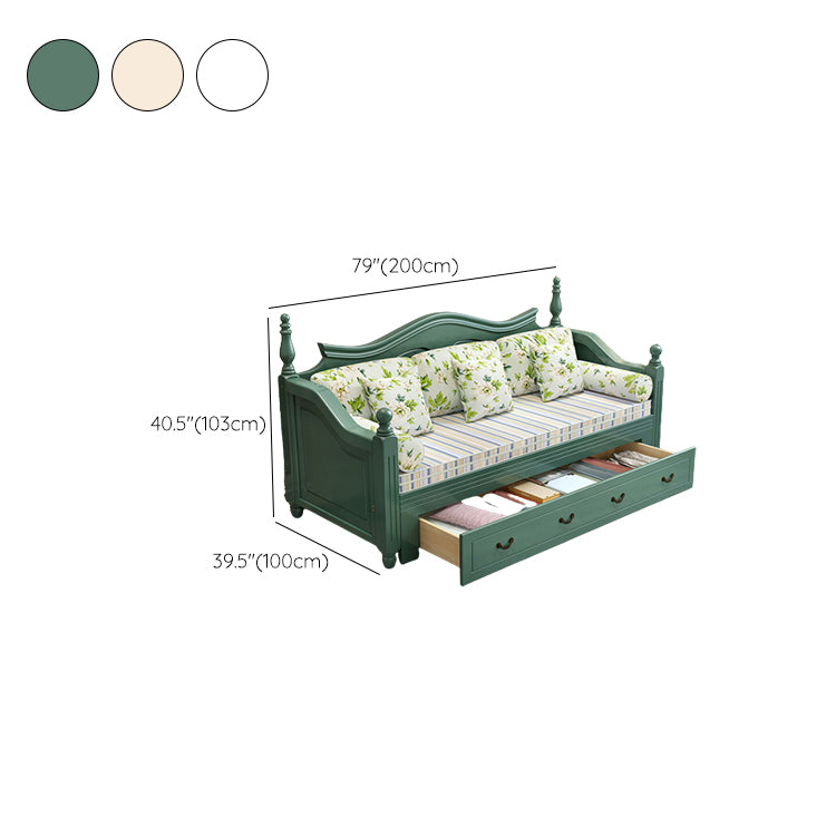 Scandinavian Solid Wood Sleeper Sofa Storage Sofa Bed with Detachable Mattress