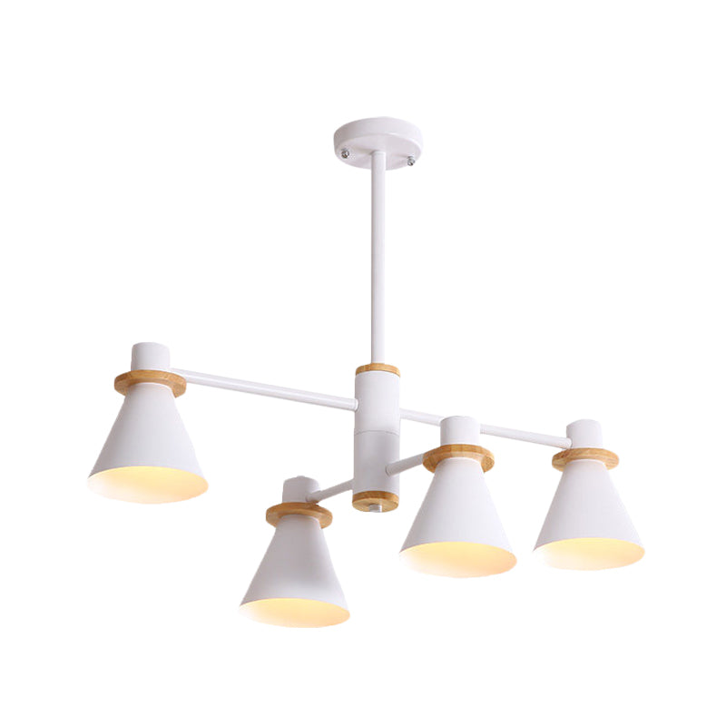 Contemporary Suspension Light Funnel Shade Metal 2-Tier 4/6/8 Lights Chandelier for Restaurant
