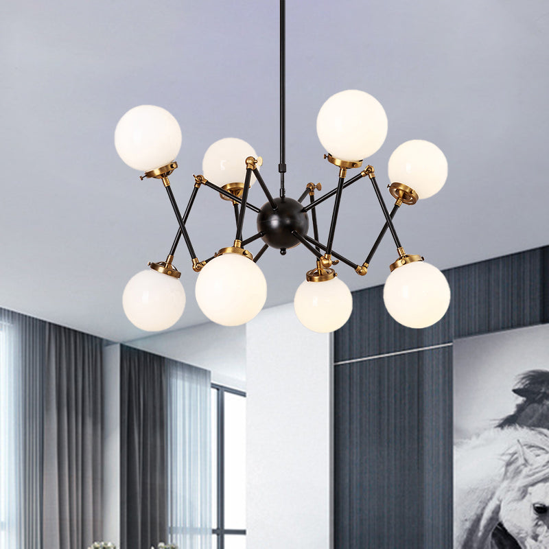 Metal Abstract Pendant Lighting 8 Lights Contemporary Chandelier with Orb Shade for Dining Room