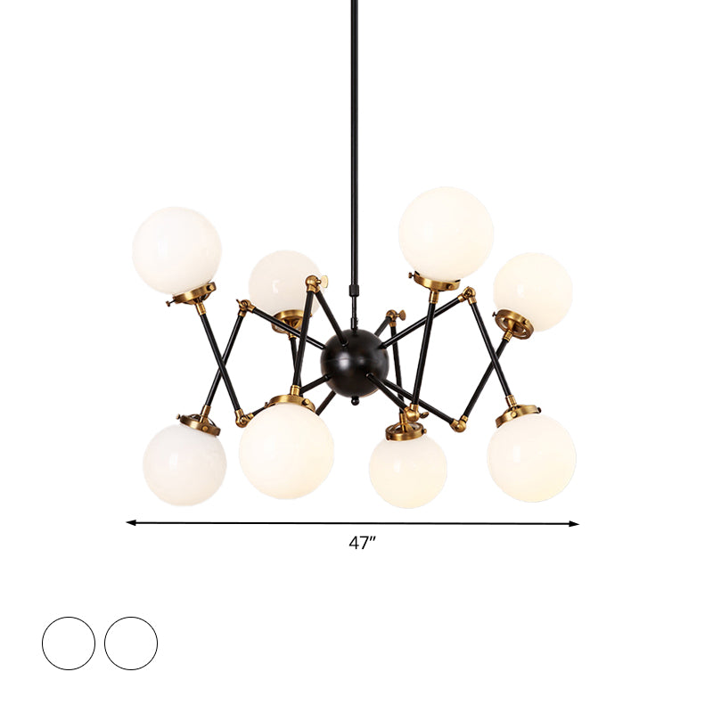 Metal Abstract Pendant Lighting 8 Lights Contemporary Chandelier with Orb Shade for Dining Room