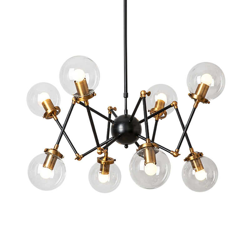 Metal Abstract Pendant Lighting 8 Lights Contemporary Chandelier with Orb Shade for Dining Room