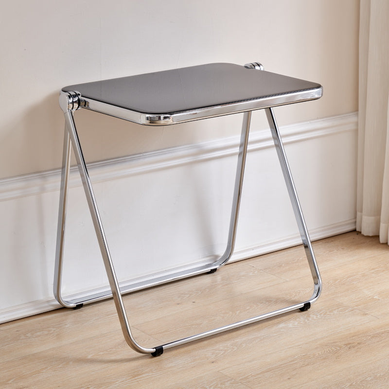 Acrylic Foldable Dining Table for 2 Person with Silver Steel Base