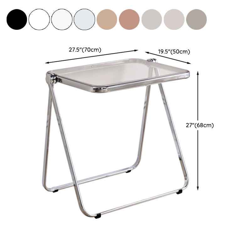 Acrylic Foldable Dining Table for 2 Person with Silver Steel Base