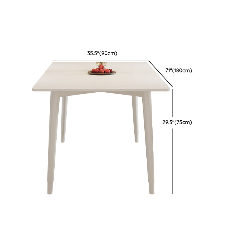 Modern Rectangular Dining Table White Stone Tabletop with Wood Legs