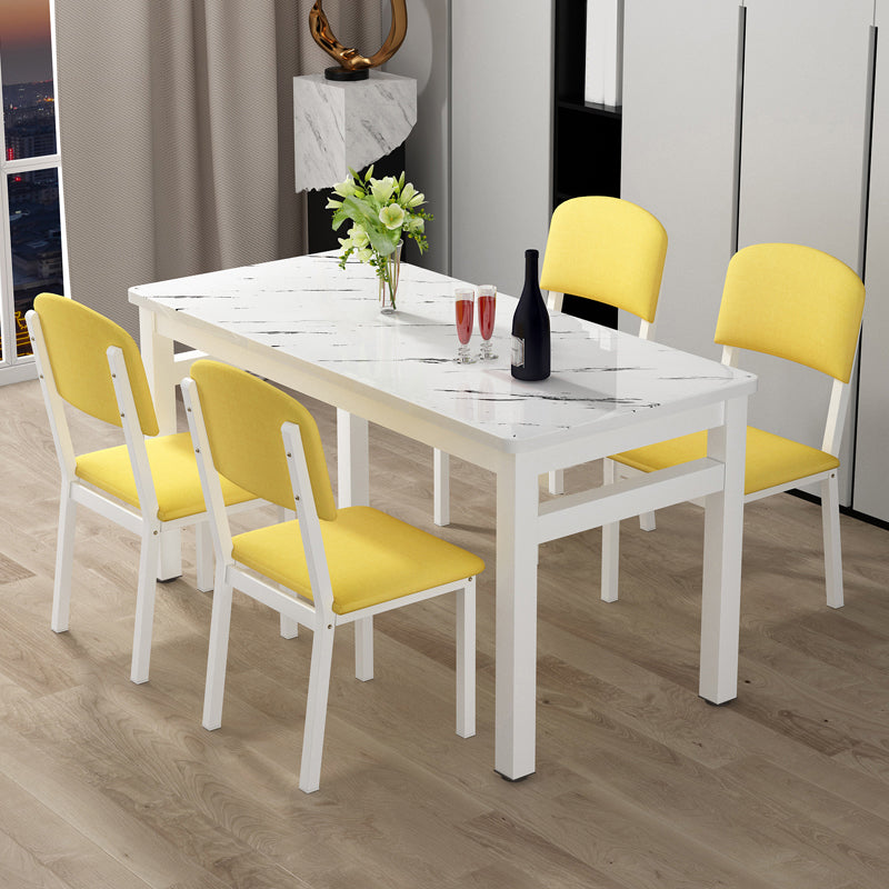 Modern Rectangular Dining Table Wooden Tabletop for Living Room
