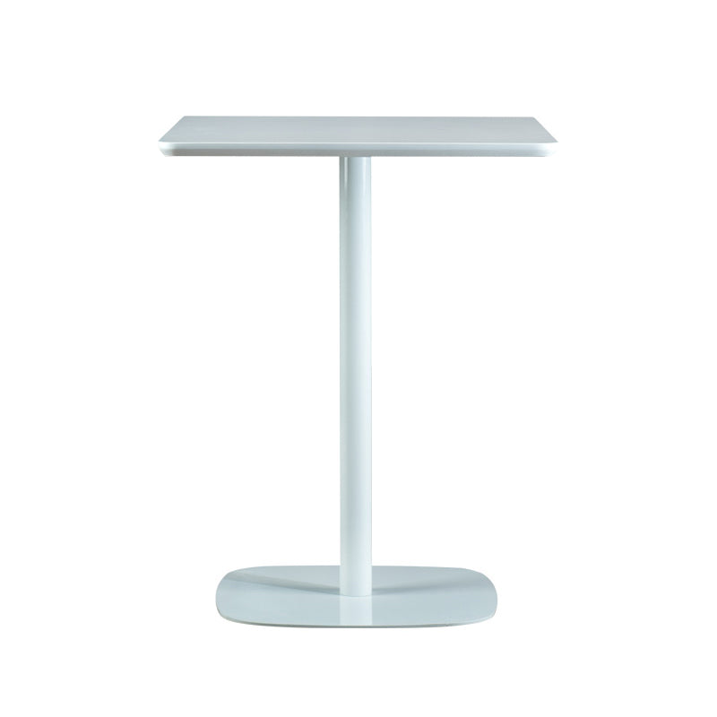 Modern Square Dining Table Wood Tabletop with Steel Pedestal Base