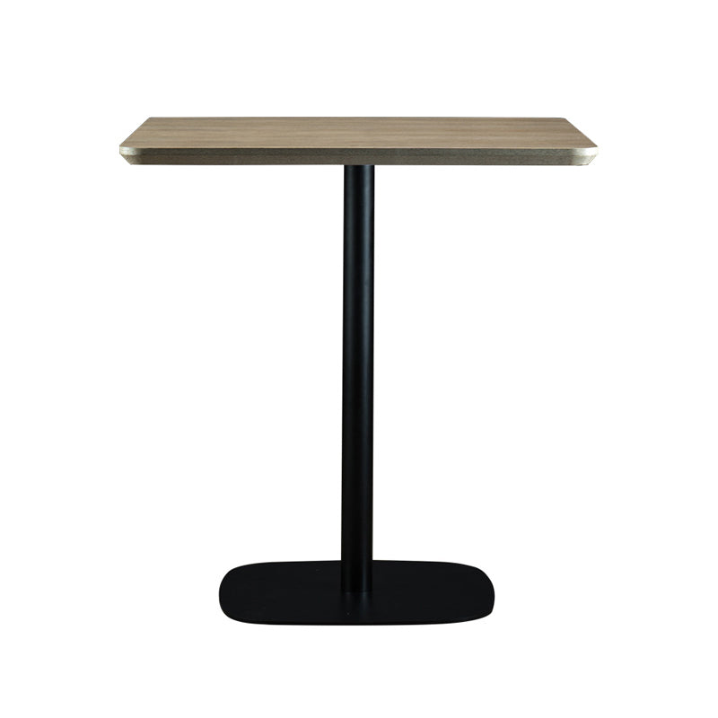 Modern Square Dining Table Wood Tabletop with Steel Pedestal Base