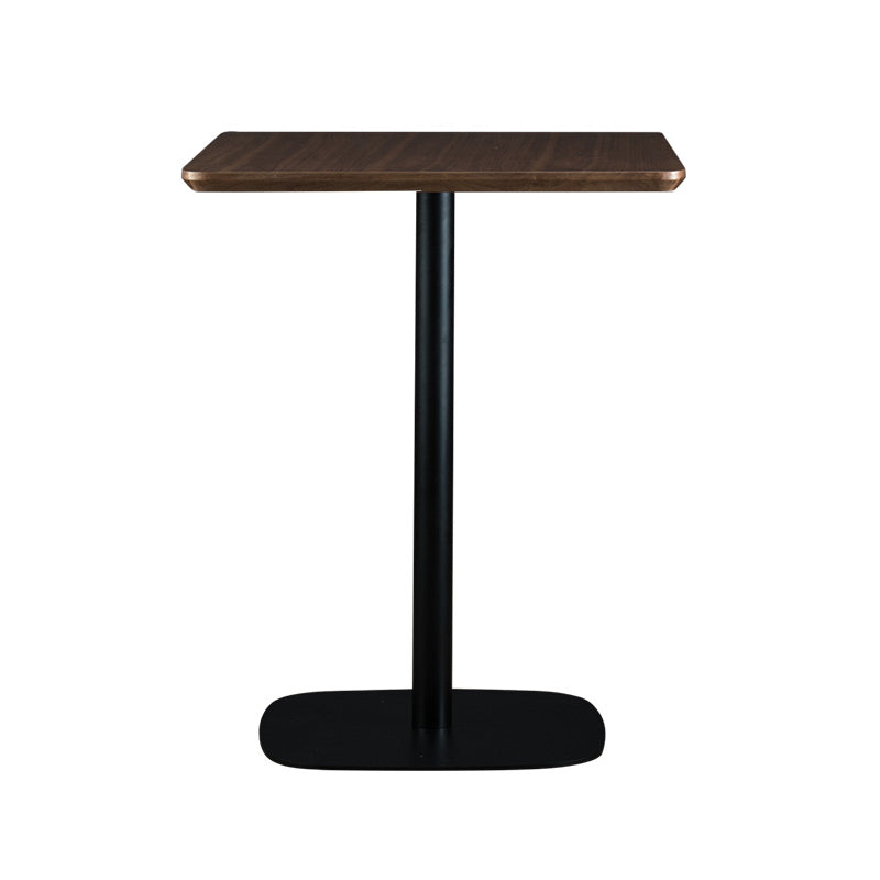 Modern Square Dining Table Wood Tabletop with Steel Pedestal Base
