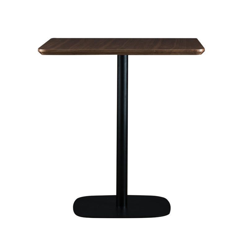 Modern Square Dining Table Wood Tabletop with Steel Pedestal Base