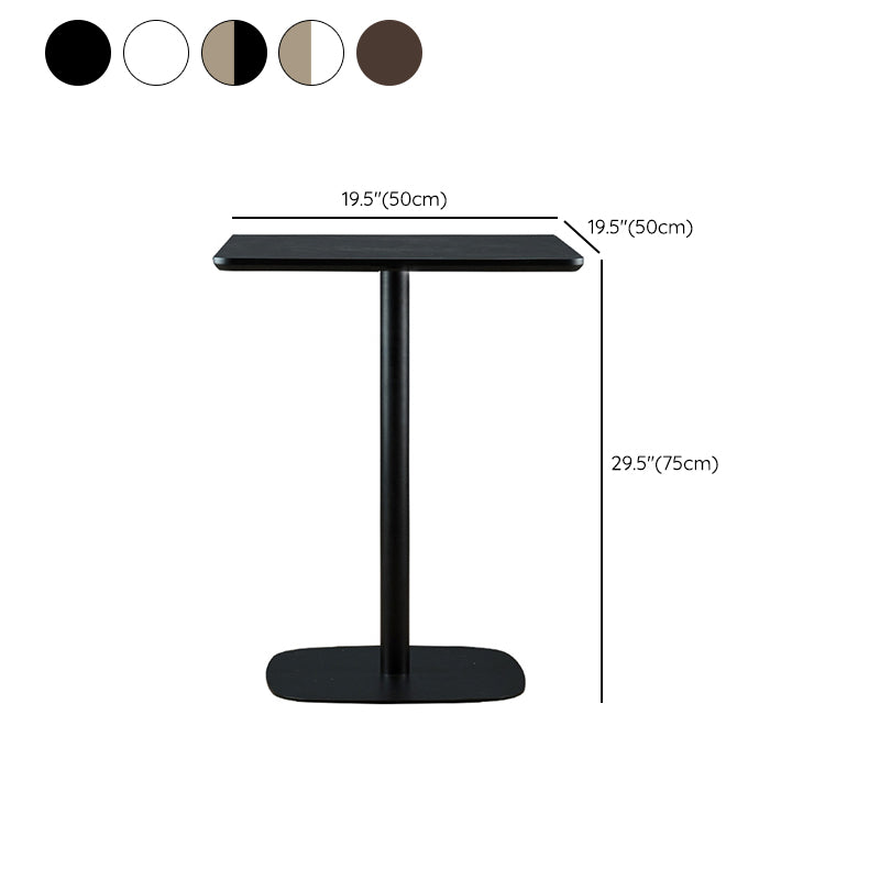 Modern Square Dining Table Wood Tabletop with Steel Pedestal Base