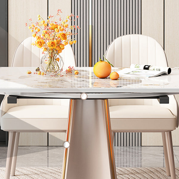 Rectangular Dining Table Modern Stone Table Top with Gold Metal Legs