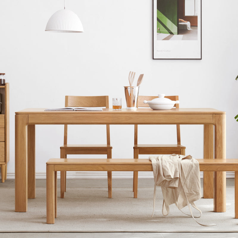 Modern Style Rectangle Oak Solid Wood Dining Table in Natural