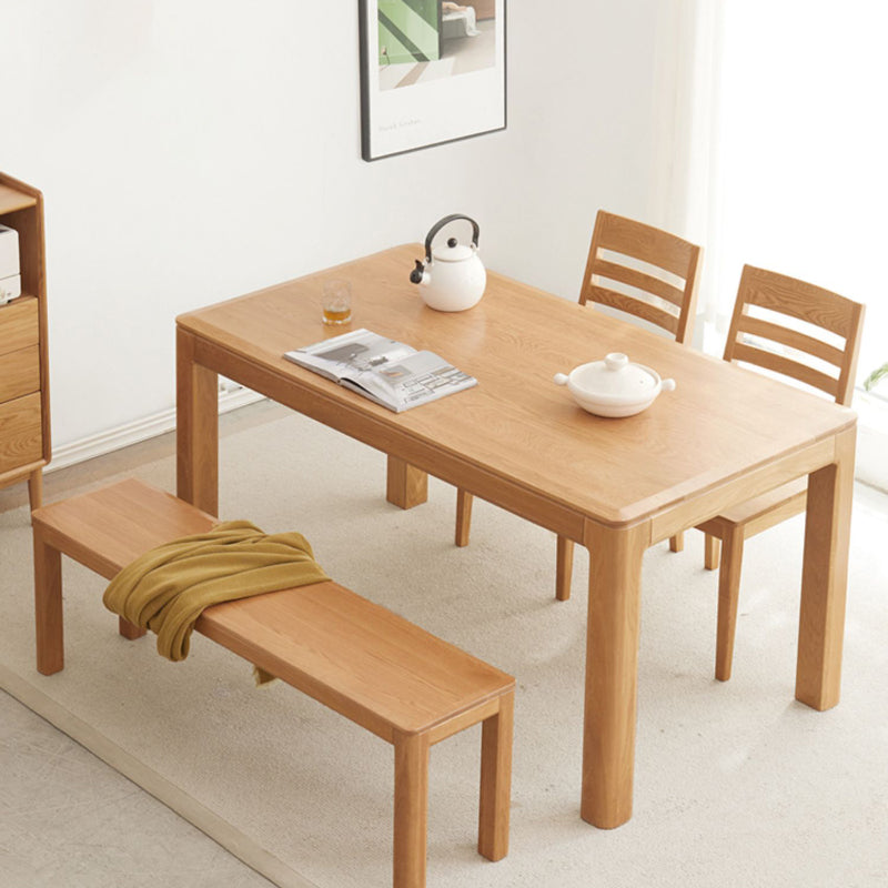 Modern Style Rectangle Oak Solid Wood Dining Table in Natural