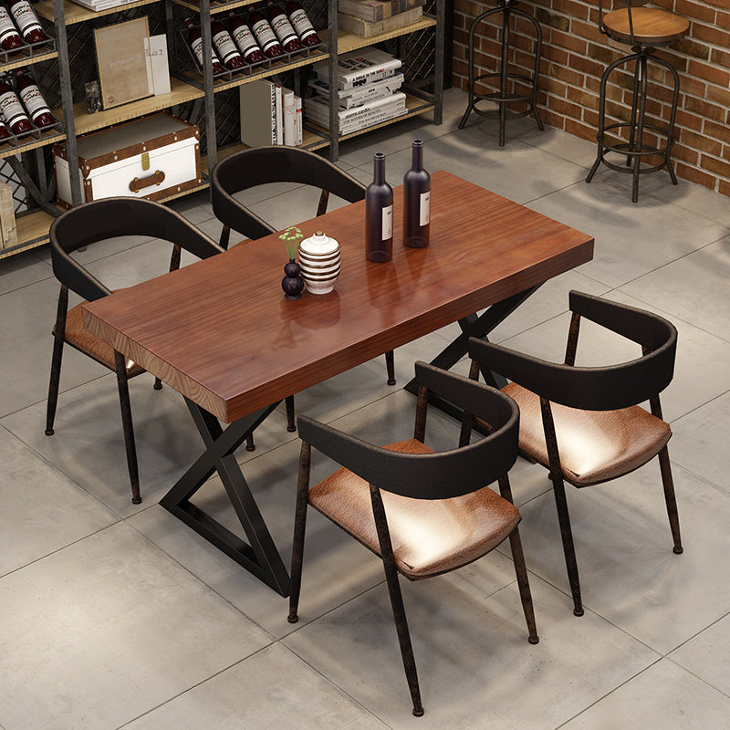 Retro Industrial Style Rectangular Solid Wood Dining Table for Coffee House and Milk Tea