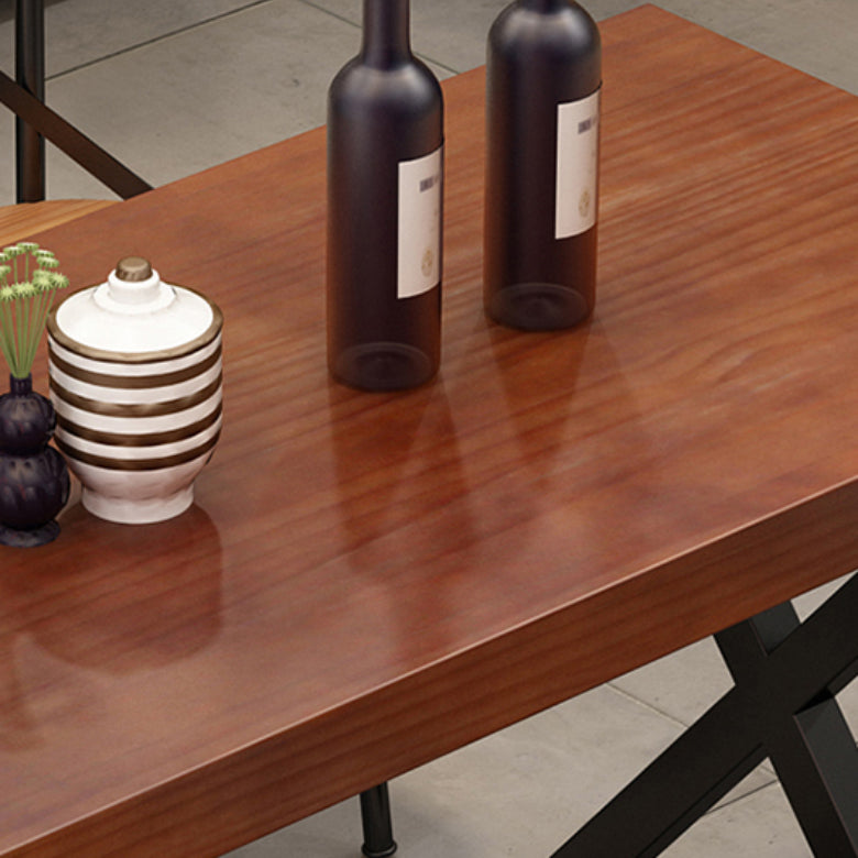 Retro Industrial Style Rectangular Solid Wood Dining Table for Coffee House and Milk Tea