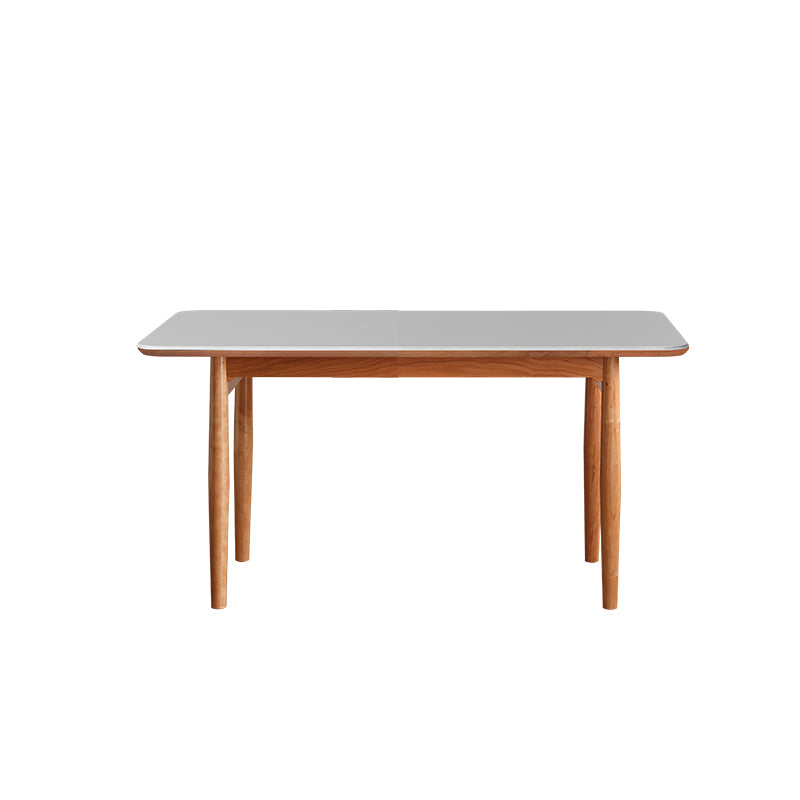 Simplicity Style Rectangle Stone Fixed Dinner Table with 4-foot