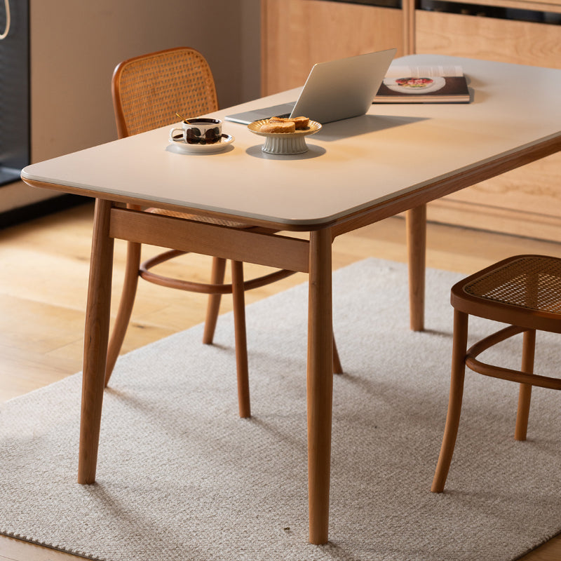 Simplicity Style Rectangle Stone Fixed Dinner Table with 4-foot