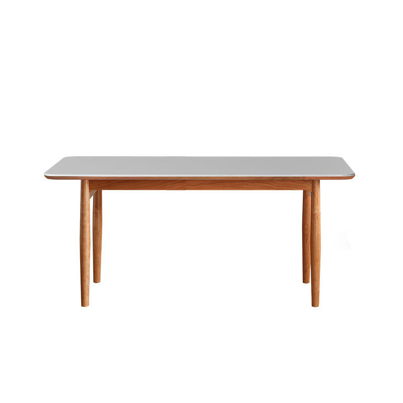 Simplicity Style Rectangle Stone Fixed Dinner Table with 4-foot