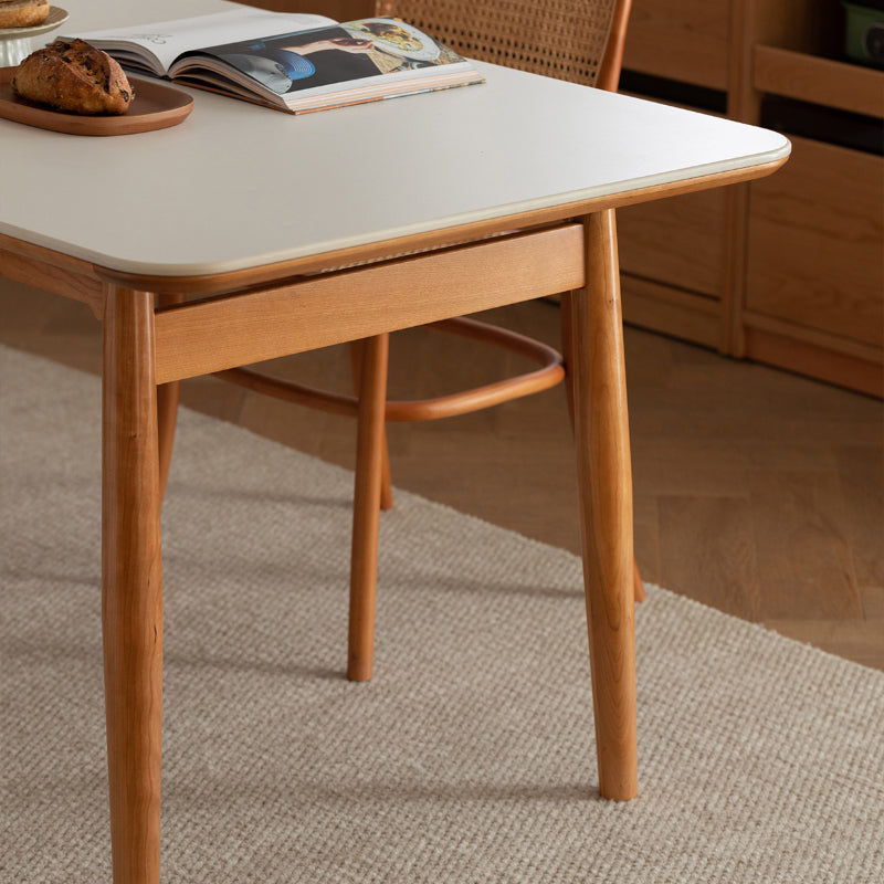 Simplicity Style Rectangle Stone Fixed Dinner Table with 4-foot